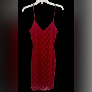 Luxurious Red Quilted Chemise with Spaghetti Straps